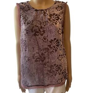 GUESS Tank Top Sz L Velvet Burnout Floral Mesh Fairy Feminine Beach Summer Sexy